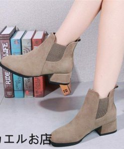 店長おすすめ ショートブーツ サイドゴア 裏ボア 太ヒール 裏起毛 レディース ブーティ ハイカット エンジニア スエード調 ストレッチ