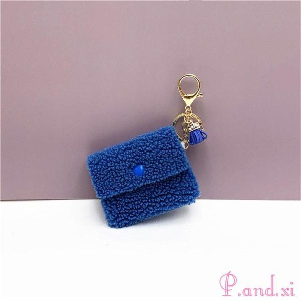 キーホルダー ミニ財布 もこもこ レディース プレゼント かわいい キーリング キーチャーム バッグチャーム おしゃれ 収納 無地 シンプル - 画像 (3)