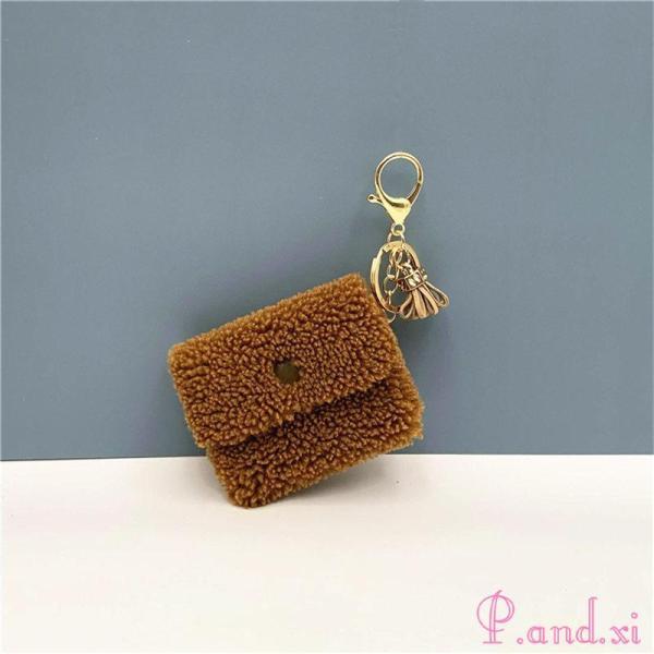 キーホルダー ミニ財布 もこもこ レディース プレゼント かわいい キーリング キーチャーム バッグチャーム おしゃれ 収納 無地 シンプル - 画像 (4)