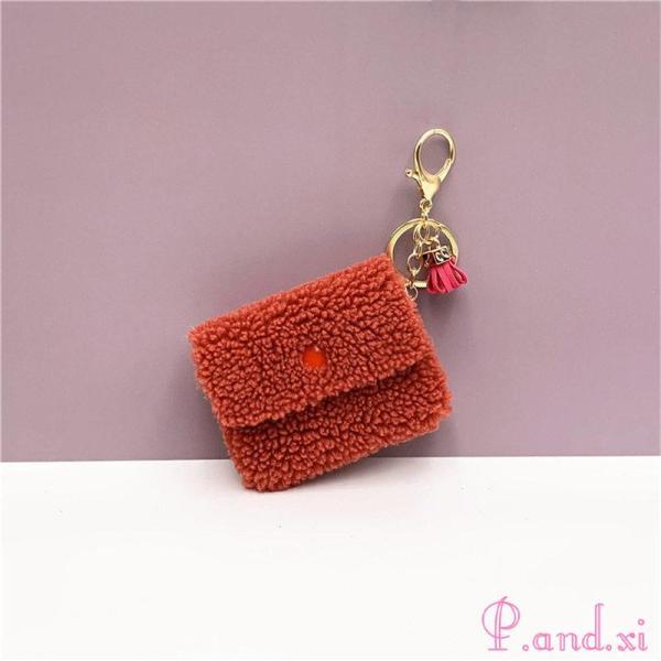 キーホルダー ミニ財布 もこもこ レディース プレゼント かわいい キーリング キーチャーム バッグチャーム おしゃれ 収納 無地 シンプル - 画像 (6)