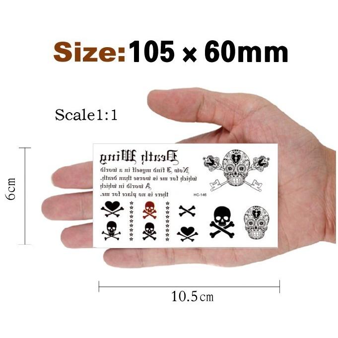 タトゥーシール 文字 指 記号 星 スター バーコード 花 薔薇 ローズ 蝶 ジュエリー 羽 ハート メタル ステッカー sthc-a4-hc-04 105×60mm - 画像 (4)