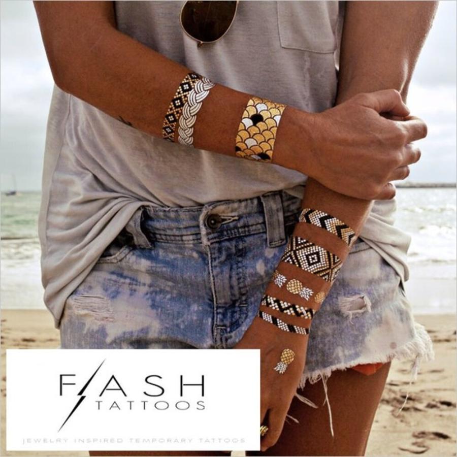 フラッシュタトゥーシール メタリック シャイニング 輝く ボディシール 海 コスプレ 南国 民族風 023 - 画像 (2)