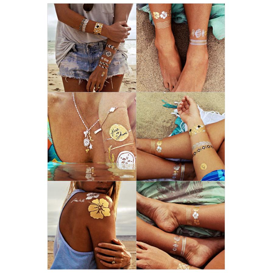 フラッシュタトゥーシール メタリック シャイニング 輝く ボディシール 海 コスプレ 南国 民族風 023 - 画像 (3)