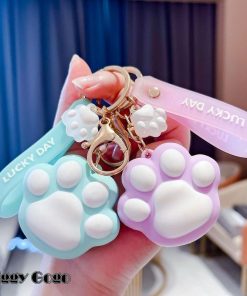 キーホルダー キーリング バッグチャーム 女性 レディース キーチャーム 肉球 アニマル タグ付き ぷっくり おしゃれ キュート ガーリー かわいい