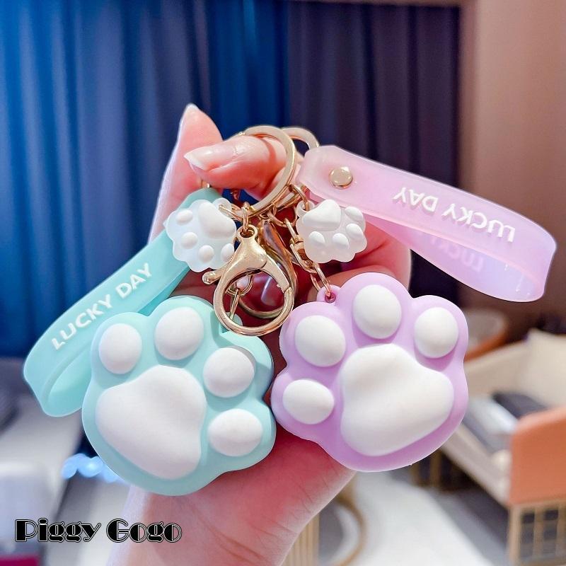 キーホルダー キーリング バッグチャーム 女性 レディース キーチャーム 肉球 アニマル タグ付き ぷっくり おしゃれ キュート ガーリー かわいい