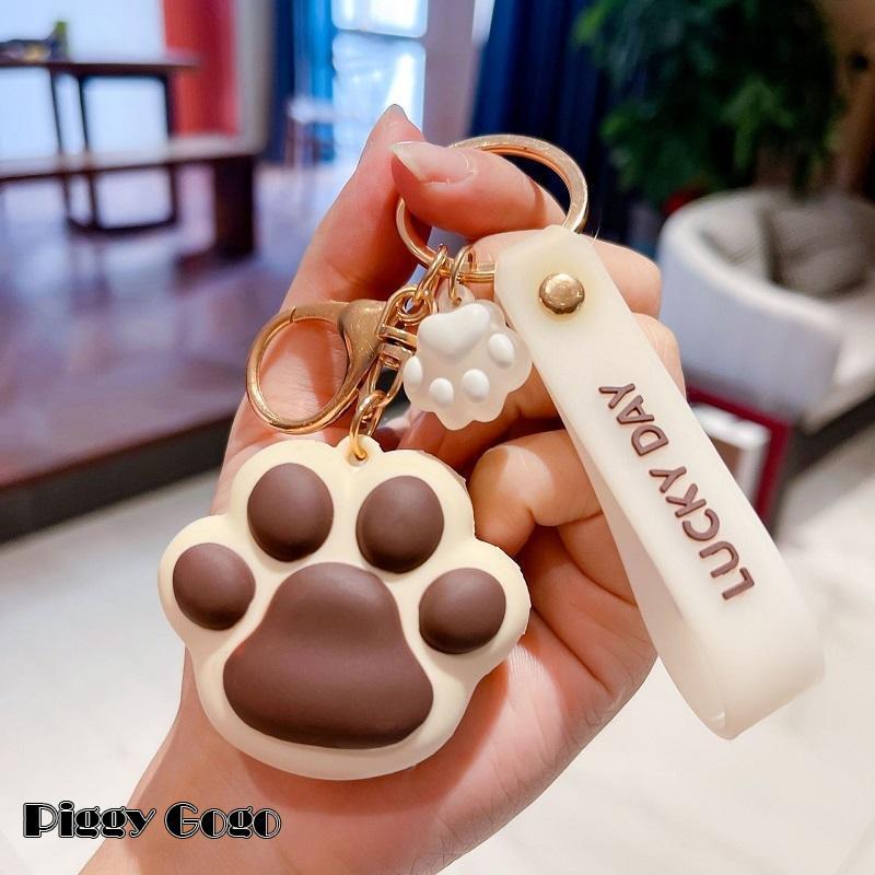 キーホルダー キーリング バッグチャーム 女性 レディース キーチャーム 肉球 アニマル タグ付き ぷっくり おしゃれ キュート ガーリー かわいい - 画像 (3)