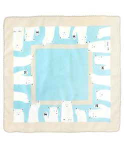 バンダナ ハンカチ コットン  しろくま　プリント 52cm x お弁当包み　インド綿　シロクマ