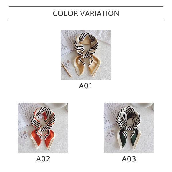 【値下げ】スカーフ レディース 首巻き 配色 シルク調 バンダナストール プリント 正方形 ネックスカーフ コーディネート 贈り物 ギフト プレゼント - 画像 (4)
