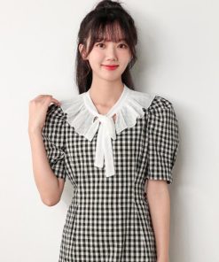 付け襟 リボン レトロレース レディース つけえり ブラウス付け襟 フリル 丸襟 重ね着風 フレア ブラウス襟 レイヤード つけ襟 立ち襟 シフォン