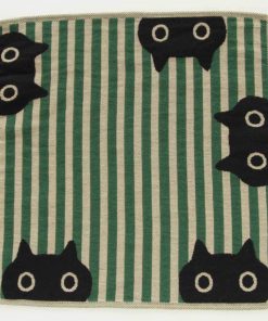 [アツコマタノ] Atsuko Matano 三重ガーゼハンカチ レディース (グリーン/綿100％) ガーゼハンカチ 猫柄 ネコ MEME 今治 プ