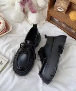 女子 春 ローファー 編み上げ レディース 厚底シューズ 秋 英?風 韓国ファッション 履きやすい PUレザー 靴 美脚 革 通学 ローフ