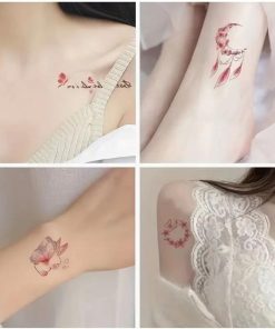 タトゥーシール 30枚 タトゥーステッカー 防水 タトゥー ピンクのロマンチックシリーズ 蝶桜 女性 大人用 ボディアート