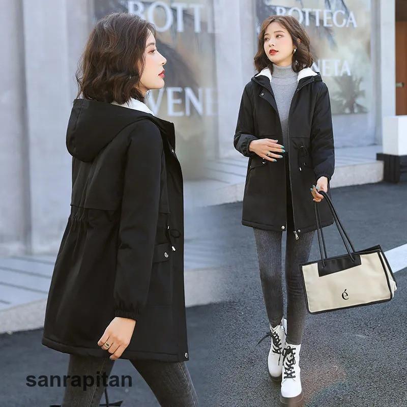 中綿ジャケット レディース フード付き フリースジャケット ロング丈 コート 体型カバー カジュアル アウトドア 保温 防風 おしゃれ 通勤通学 秋冬 - 画像 (7)