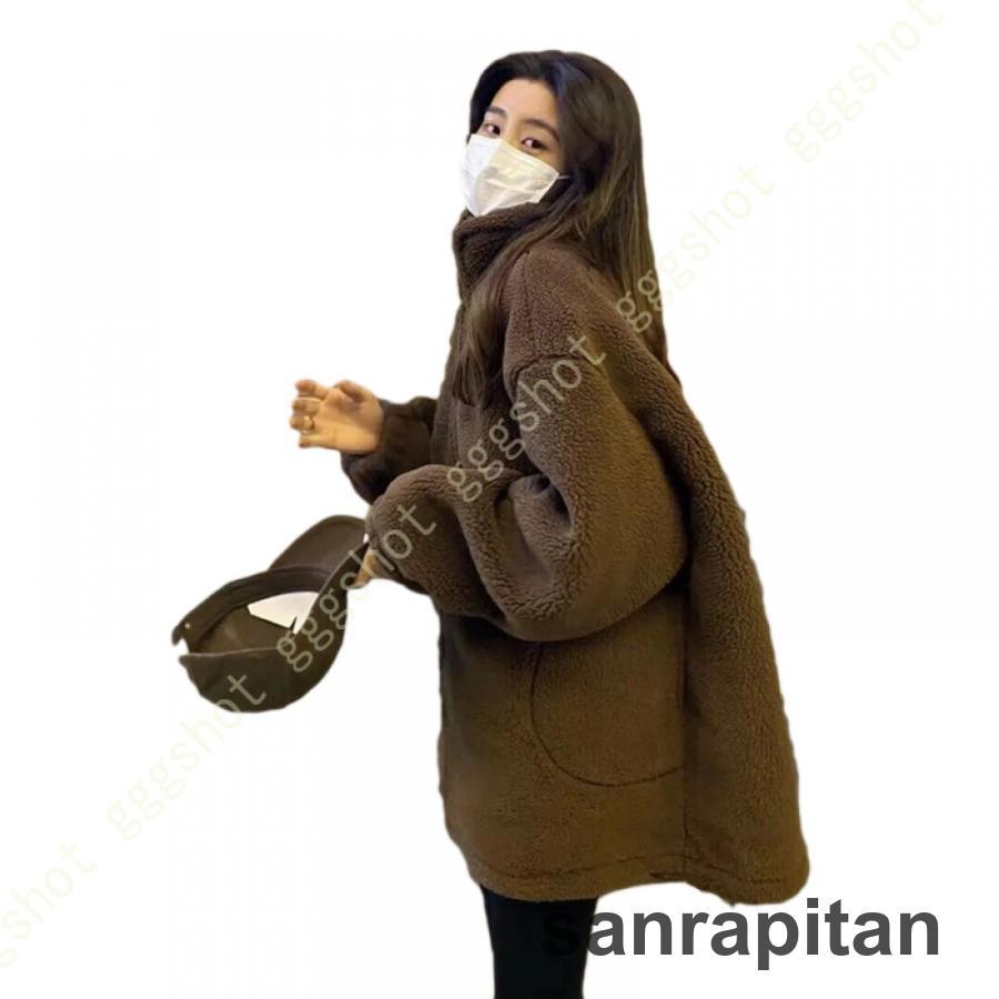 ボア レディース ボアジャケット 防寒着 もこもこ スタンドカラー ふわふわ 暖かい ジッパー付き パーカー ゆったり 可愛い 防寒 おしゃれ 厚手 - 画像 (5)