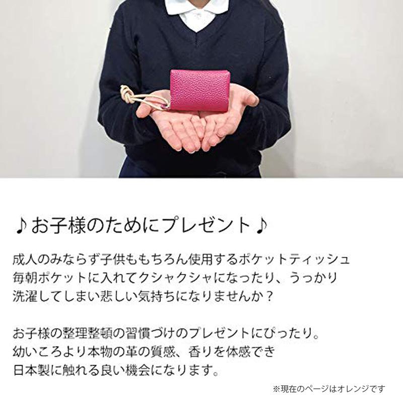 ルミニーオ ポケットティッシュケース DG-16 本革 日本製 オレンジ/金具シルバー ODMDG16-OR-SV luminio (ルミニーオ) - 画像 (2)