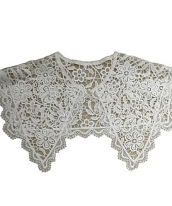 レディース ファッション 付け襟 レース襟 ビッグカラー クロシェレース バテンレース バリエーション レース パールボタン アクセント 白レース