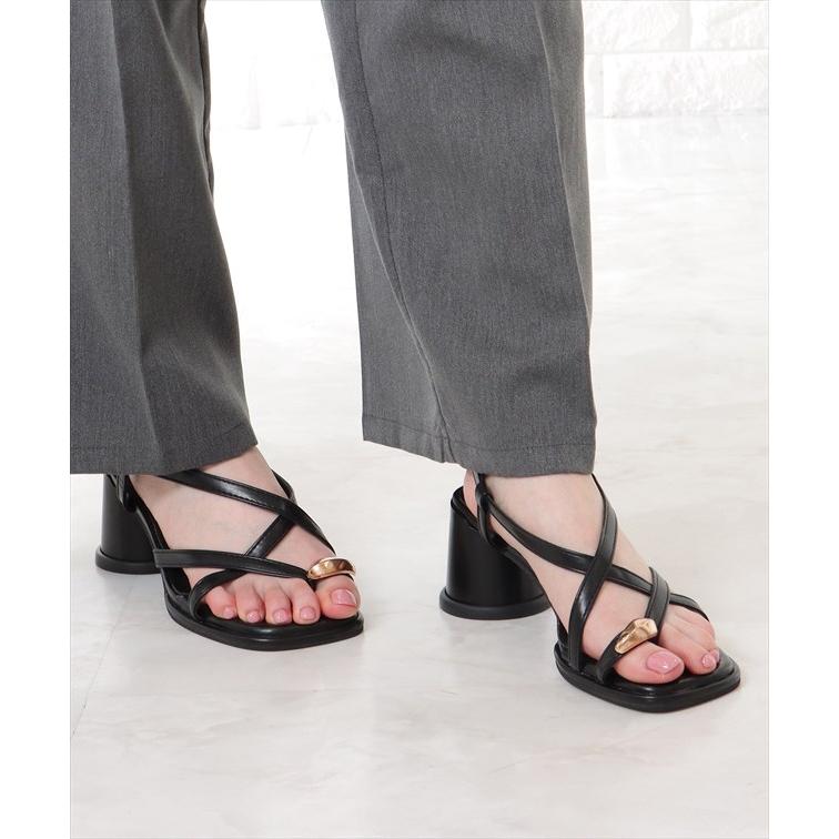 Lace Ladies メタリック トング クロス ストラップ サンダル 女性 レディース 靴 シューズ 夏 ハイヒール 太ヒール チャンキー グラディエーター 安 - 画像 (7)