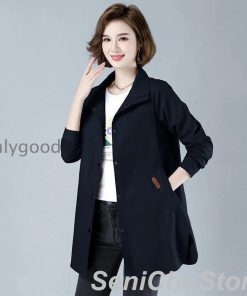 ステンカラーコート レディース ジャケット 秋 ロング 長袖 アウター 春 ブルゾン スプリングコート ビッグシルエット オリジナル