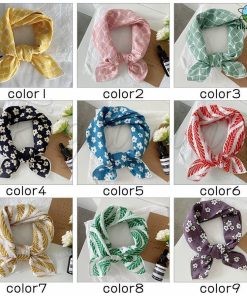 スカーフ 春夏秋 ネックスカーフ 綿麻 チェック柄 正方形 花柄 首巻き レディース バンダナ 巻き物 多機能 贈り物 クリスマスプレゼント  きれいめ