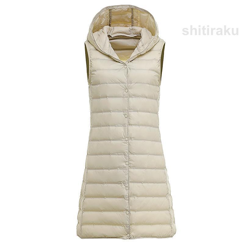 ダウンベスト レディース ベスト 袖なし フード付き 無地 ロングベスト ロング丈 チョッキ ジレ キルティング カジュアル 軽量 おしゃれ - 画像 (4)