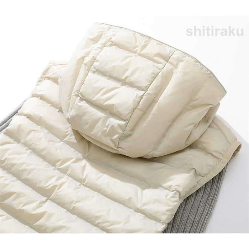 ダウンベスト レディース ベスト 袖なし フード付き 無地 ロングベスト ロング丈 チョッキ ジレ キルティング カジュアル 軽量 おしゃれ - 画像 (8)