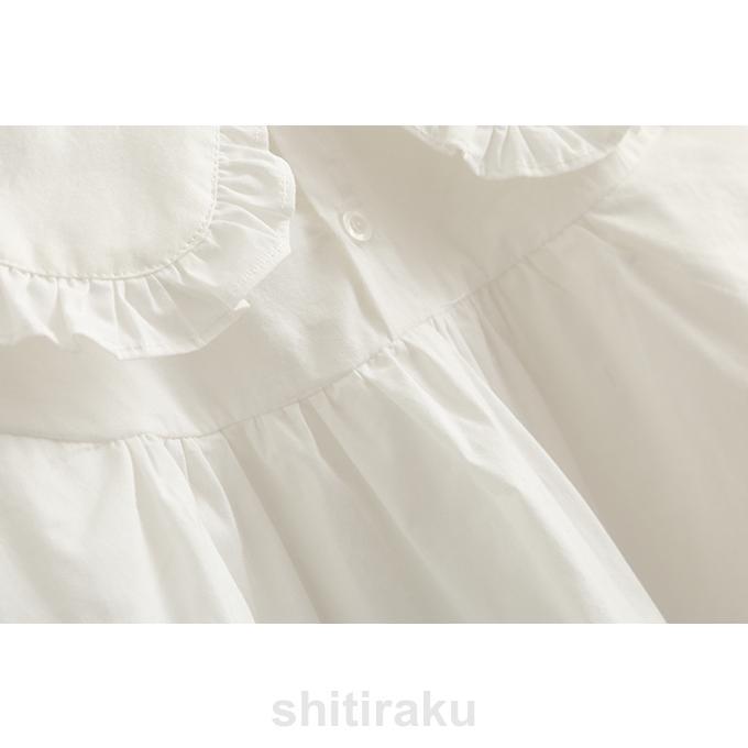 レディース ブラウス フリル衿 大きな衿 無地 ギンガム コットン 綿 シャツ 綿ポプリン ゆったりサイズ 長袖 フリル ギンガムチェック バルーン袖 ゆったりシ - 画像 (7)