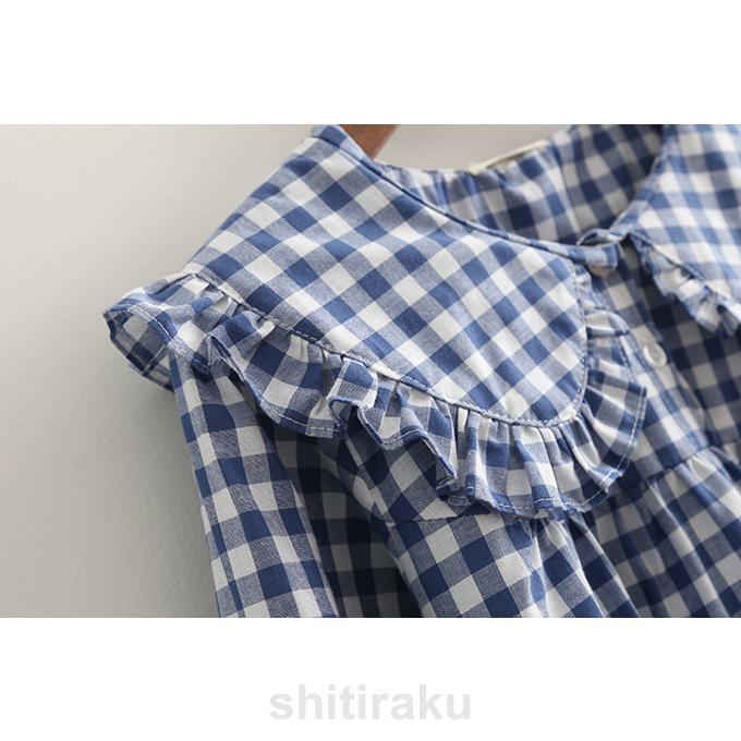 レディース ブラウス フリル衿 大きな衿 無地 ギンガム コットン 綿 シャツ 綿ポプリン ゆったりサイズ 長袖 フリル ギンガムチェック バルーン袖 ゆったりシ - 画像 (8)