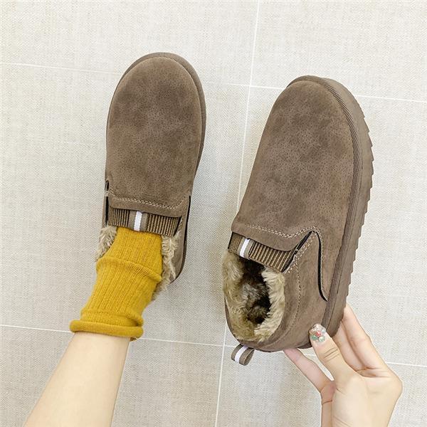 値下げ! 一部! ムートンブーツ レディース スリッポン ボアシューズ 裏ボア 美脚 裹起毛 ぺたんこ フラット 歩きやすい靴暖かい - 画像 (3)