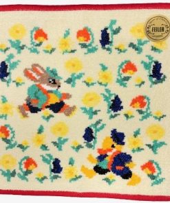 feiler ・ハンカチ１枚用有料袋付(リボンなし) レターパックライト配送送料430円 フェイラー ハンカチ レッツプレイタグ アイボリー/赤 25×25cm シュニール織タオル地