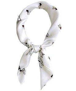 WHITE FANG(ホワイトファング) スカーフ ストール ユニーク 猫 ネコ おしゃれ 正方形 カジュアル レディース MA093 (03:ホワイ