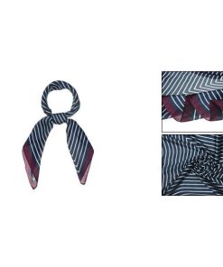 uxcell Allegra K シルクスカーフ 正方形 70cm スクエアスカーフ ネッカチーフ お洒落 レディース ネイビーブルー 70x70cm