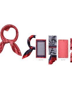 uxcell Allegra K 2個入り 50cm スカーフ 正方形 シルク風 ドッ ト オフィス 制服用 お洒落 濃紺 50 x cm