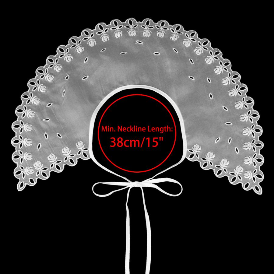 Elerevyo ブラウス 女性 取り外し可能 フェイクカラー 薄手 刺繍ミニケープチョーカー ディッキーカラー 白-1(バックスリットなし) - 画像 (4)