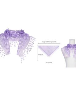 Elerevyo レースマンティラチュールスカーフ、ミサの結婚式の花嫁介添人のための三角形のヘッドカバー教会ベール ライトパープル 130x40cm