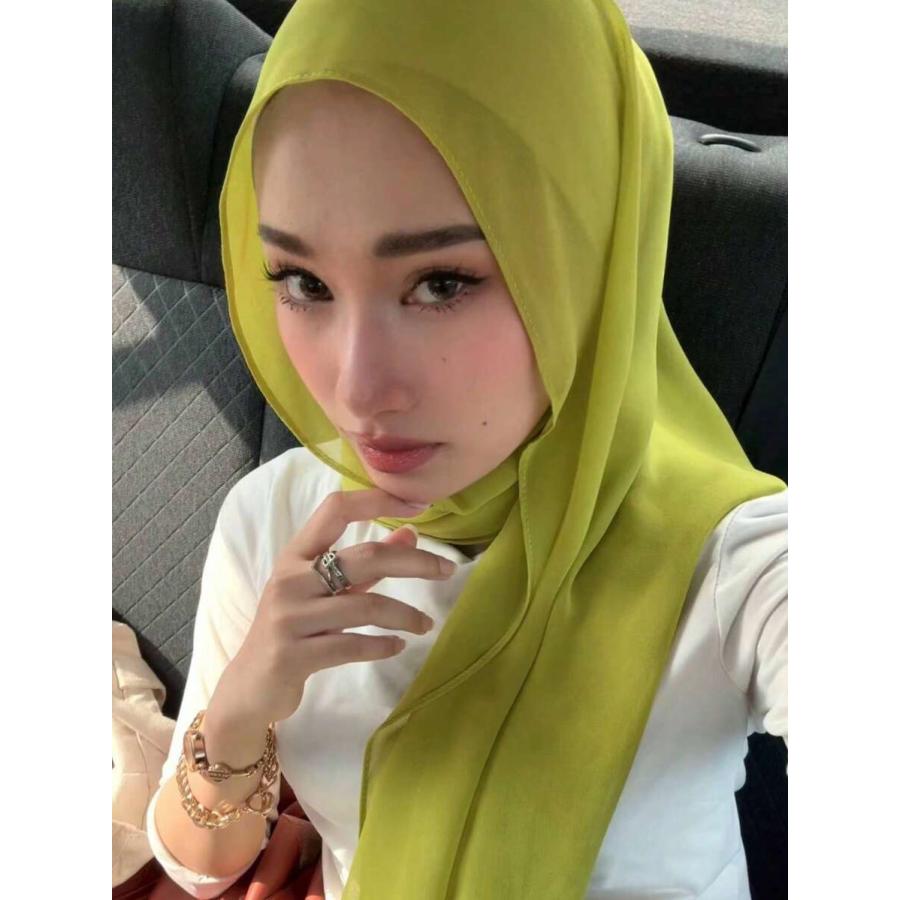 アクセサリー レディース スカーフ 1個 女性用無地シフォンビーチスカーフ、ムスリムヘッドスカーフ、アラビア風カジュアル ロングス - 画像 (2)