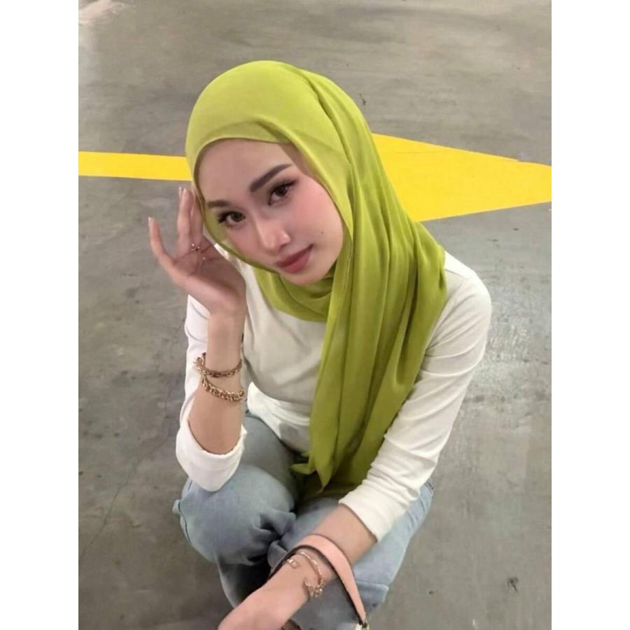 アクセサリー レディース スカーフ 1個 女性用無地シフォンビーチスカーフ、ムスリムヘッドスカーフ、アラビア風カジュアル ロングス - 画像 (3)