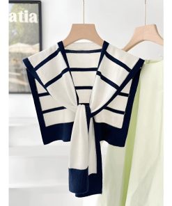 アクセサリー レディース スカーフ 1個 女性用 新作 ニット ストライプ柄 ショール カーディガン、軽量 夏 オフィス エアコン