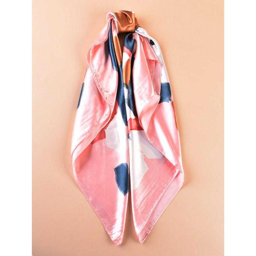 アクセサリー レディース スカーフ 優雅なハス柄 プリント レディーススクエアスカーフ、シミュレーションシルク製、カジュアルウェア - 画像 (6)