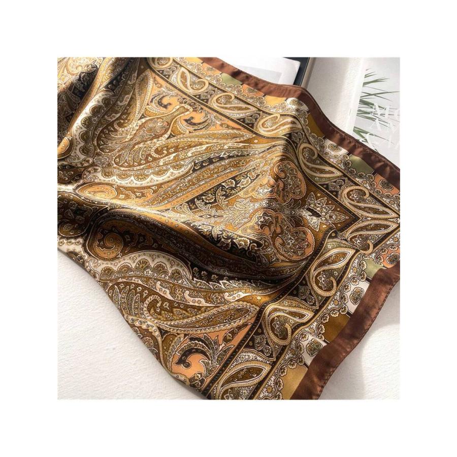 アクセサリー レディース スカーフ 70年代風女性用 バンダナ ネッカチーフ、ボヘミアン風デザイン、音楽フェス、カジュアル、ビジネ - 画像 (5)