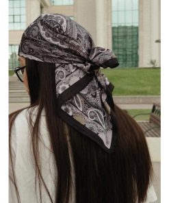 アクセサリー レディース スカーフ 1枚 シンプルプリント ブラウン スクエアスカーフ、新作春ファッション バンダナ レディース、