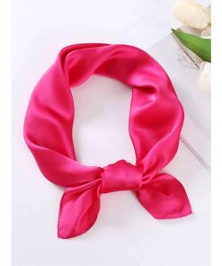 アクセサリー レディース スカーフ 1枚 ミニマリスト ソリッド ローズレッド 70cm 人工シルクスカーフ、多用途アクセサリー