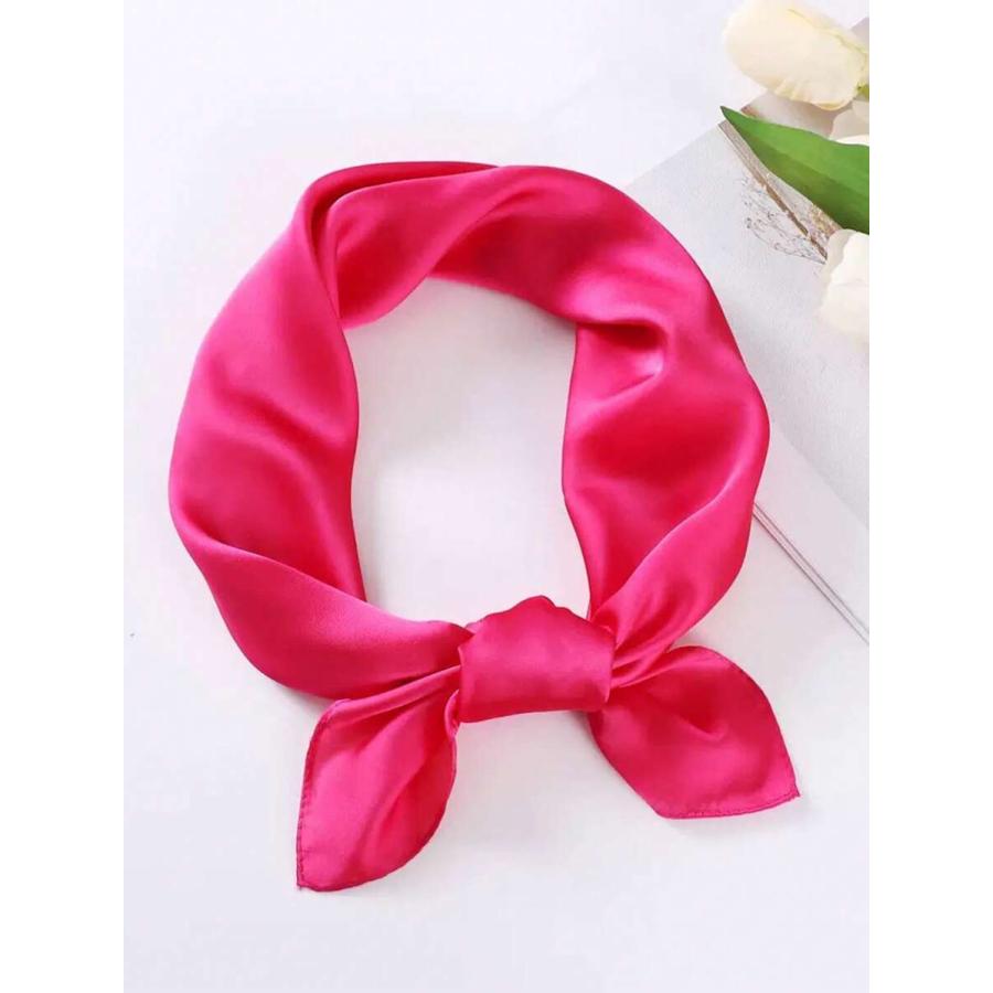 アクセサリー レディース スカーフ 1枚 ミニマリスト ソリッド ローズレッド 70cm 人工シルクスカーフ、多用途アクセサリー