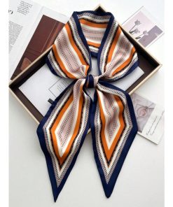 アクセサリー レディース スカーフ 1個 細身 ストライプ柄 シルクスカーフ、マルチファンクション装飾ネッカチーフ ヘ