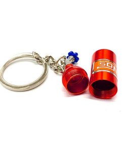 キーホルダー キーリング 鍵 カギ メンズ レディース NOS ボンベ ニトロ 車 オートバイ カーパーツ 色レッド 送料無料