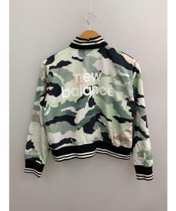 NEW BALANCE◆スタジャン/M/ポリエステル/グリーン/総柄/AWJ91575