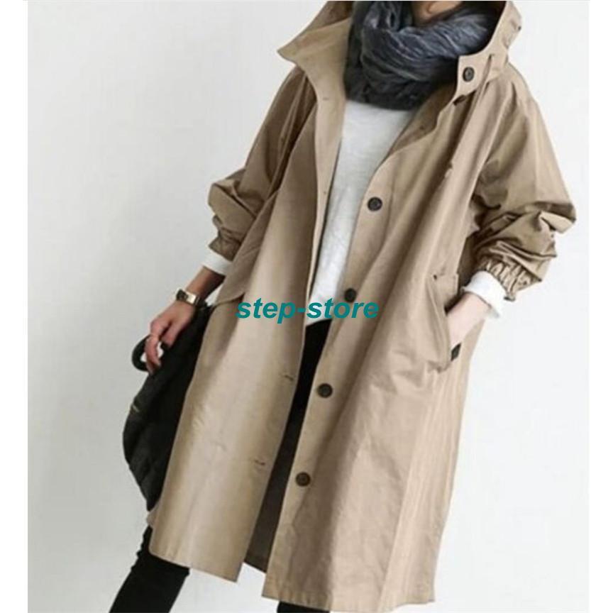 【在庫一掃】トレンチコート レディース スプリングコート フード付き ジャケット アウター チュニック 薄手 ロング丈 カジュアル ゆったり 春コート 春秋 - 画像 (7)