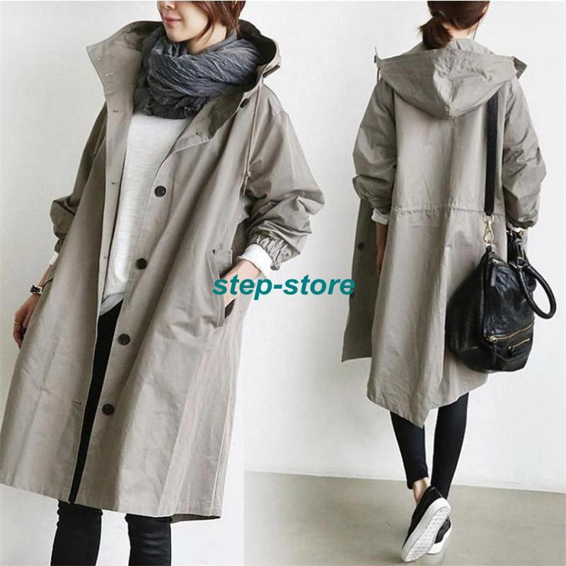 【在庫一掃】トレンチコート レディース スプリングコート フード付き ジャケット アウター チュニック 薄手 ロング丈 カジュアル ゆったり 春コート 春秋 - 画像 (8)