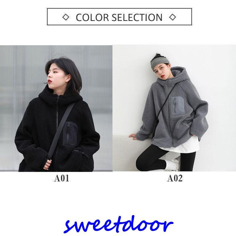 ボア ボアブルゾン レディース ボアコート アウター もこもこ ふわふわ 暖かい ゆったり 可愛い カジュアル 無地 秋冬 - 画像 (5)