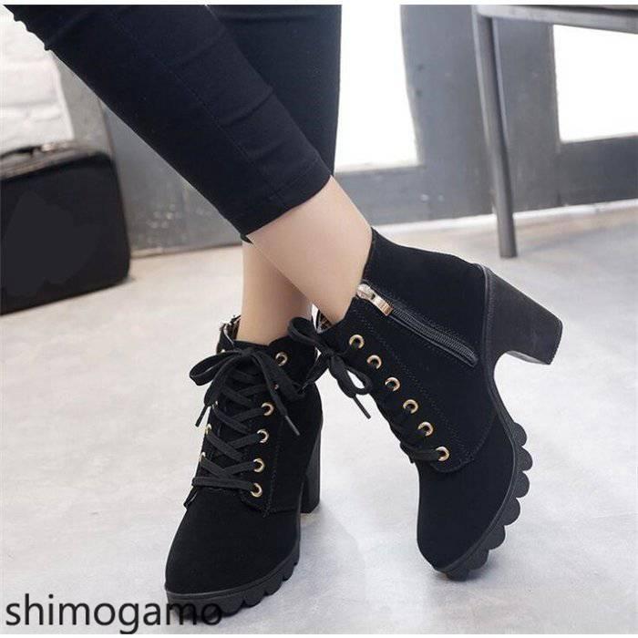 レースアップ編み上げブーツショートブーツヒール8cmレディース膝丈疲れない歩きやすい秋冬靴レースアップ