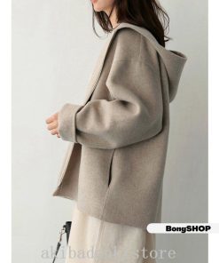 【大特価】コートレディース秋冬40代ラシャコートミディアム丈マントコートフード付きオーバー韓国風アウター通勤着痩せオシャレゆったりカジュアル